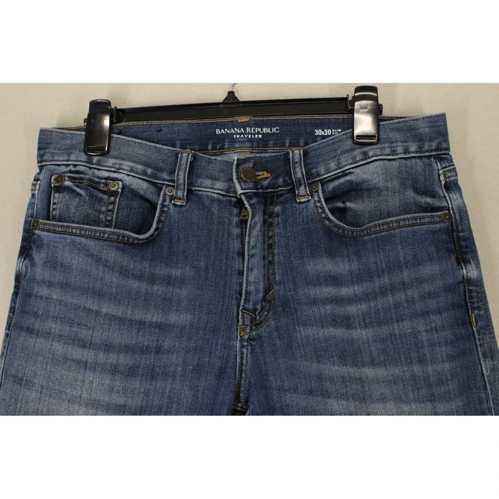 Banana Republic Jeans Traveler Slim Mens 30x21 Raw Hem Denim Cropped
